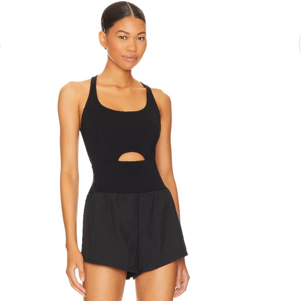 FP Movement by Free People Black Cutout Romper